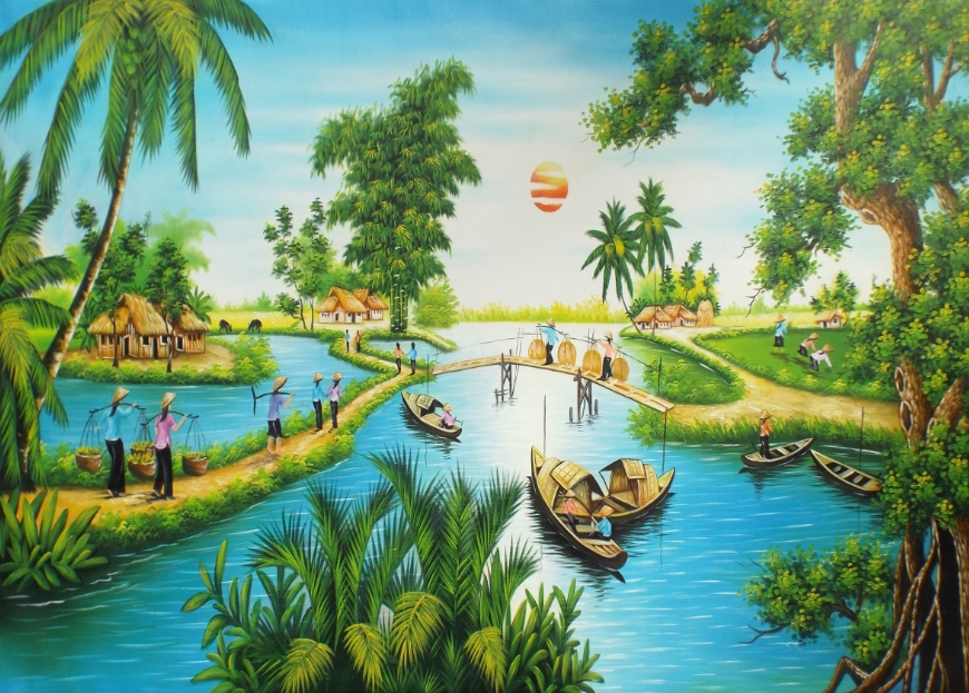 Tranh dán tường Đồng quê KT 1M2*1M6