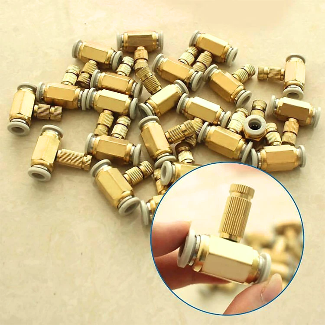COMBO 3C Đế gắn béc phun sương bằng đồng nối nhanh - Nối giữa  2 đầu 8mm