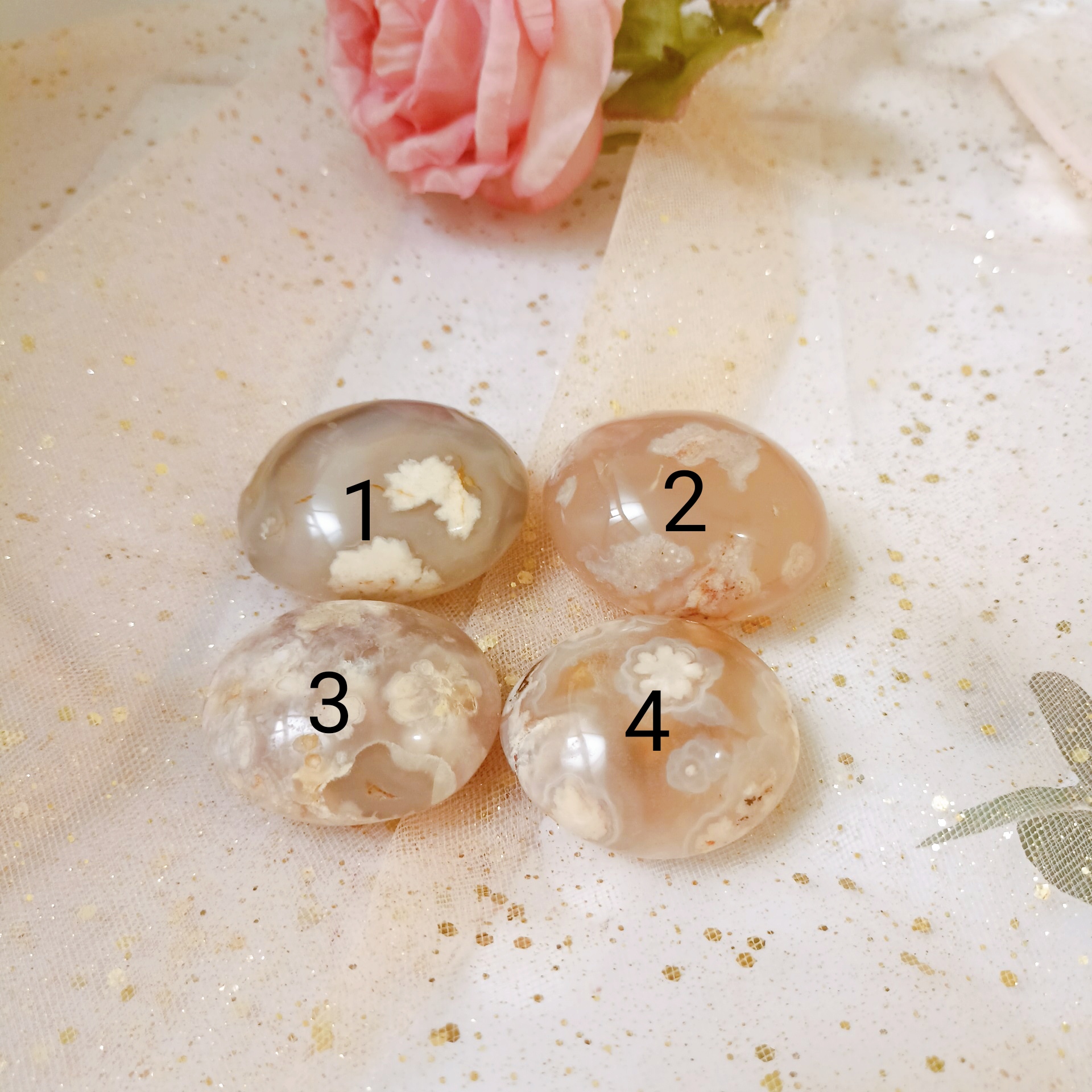 Palm Agate Sakura (Mã não hoa anh đào) đá thanh tẩy
