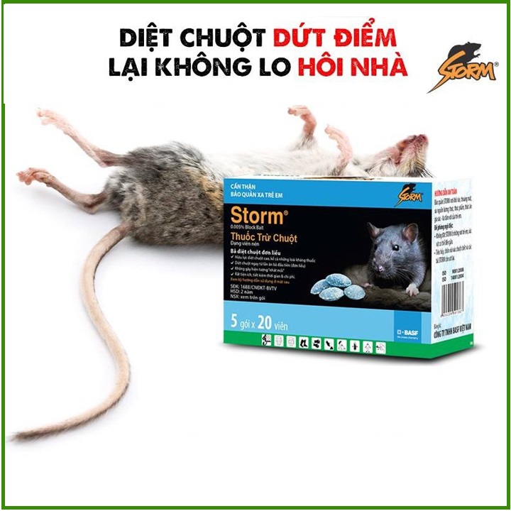Thuốc diệt chuột sinh học storm, gói 20 viên