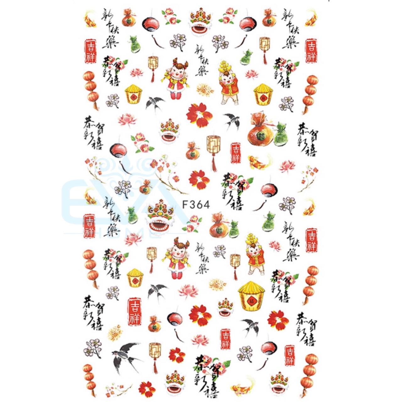 [HCM]STICKER DÁN MÓNG TAY HOẠ TIẾT TẾT ĐÓN XUÂN