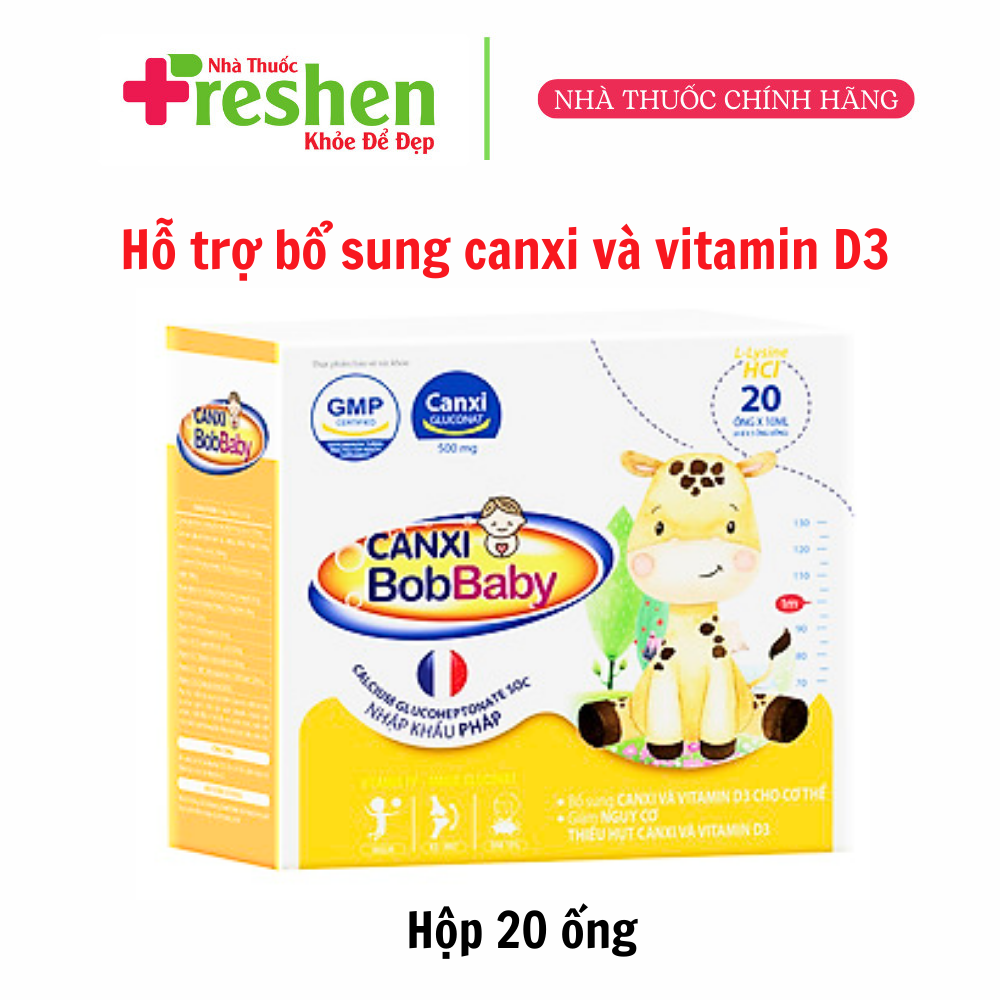 Hộp 20 ống uống canxi bobbaby giúp giảm nguy cơ thiếu canxi cho bé hộp 20 ống uống