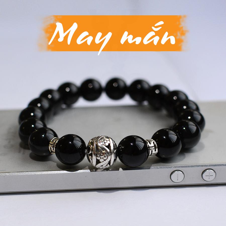 Vòng tay đá thạch anh đen mix phụ kiện