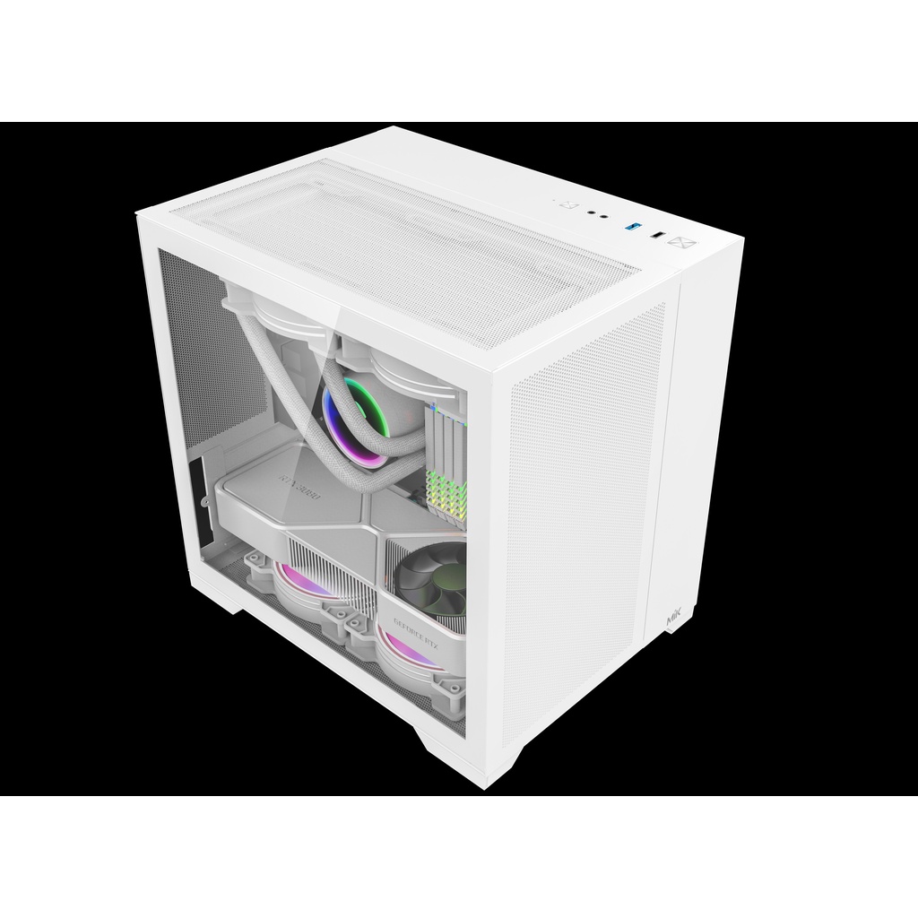 Case máy tính Mik Lv12 Mini Flow hỗ trợ mainboard M-ATX, ITX - WHITE