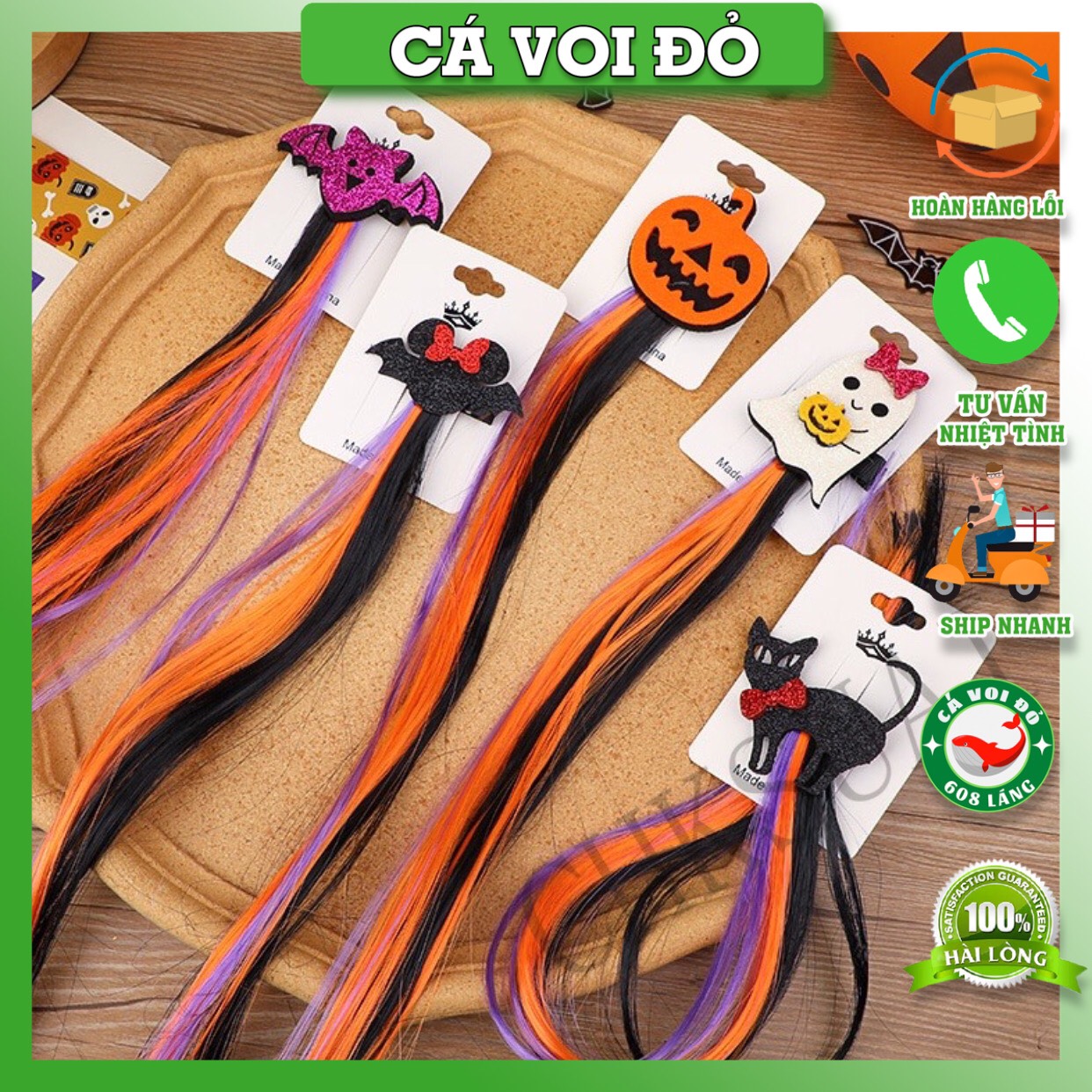 Kẹp tóc, cài tóc giả Halloween nhiều hình vui nhộn