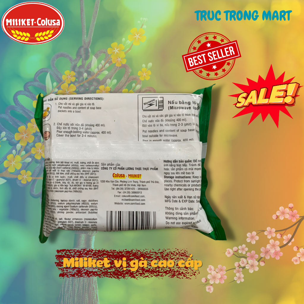 Mì tôm Miliket vị Gà Cao cấp 30 gói/80gr