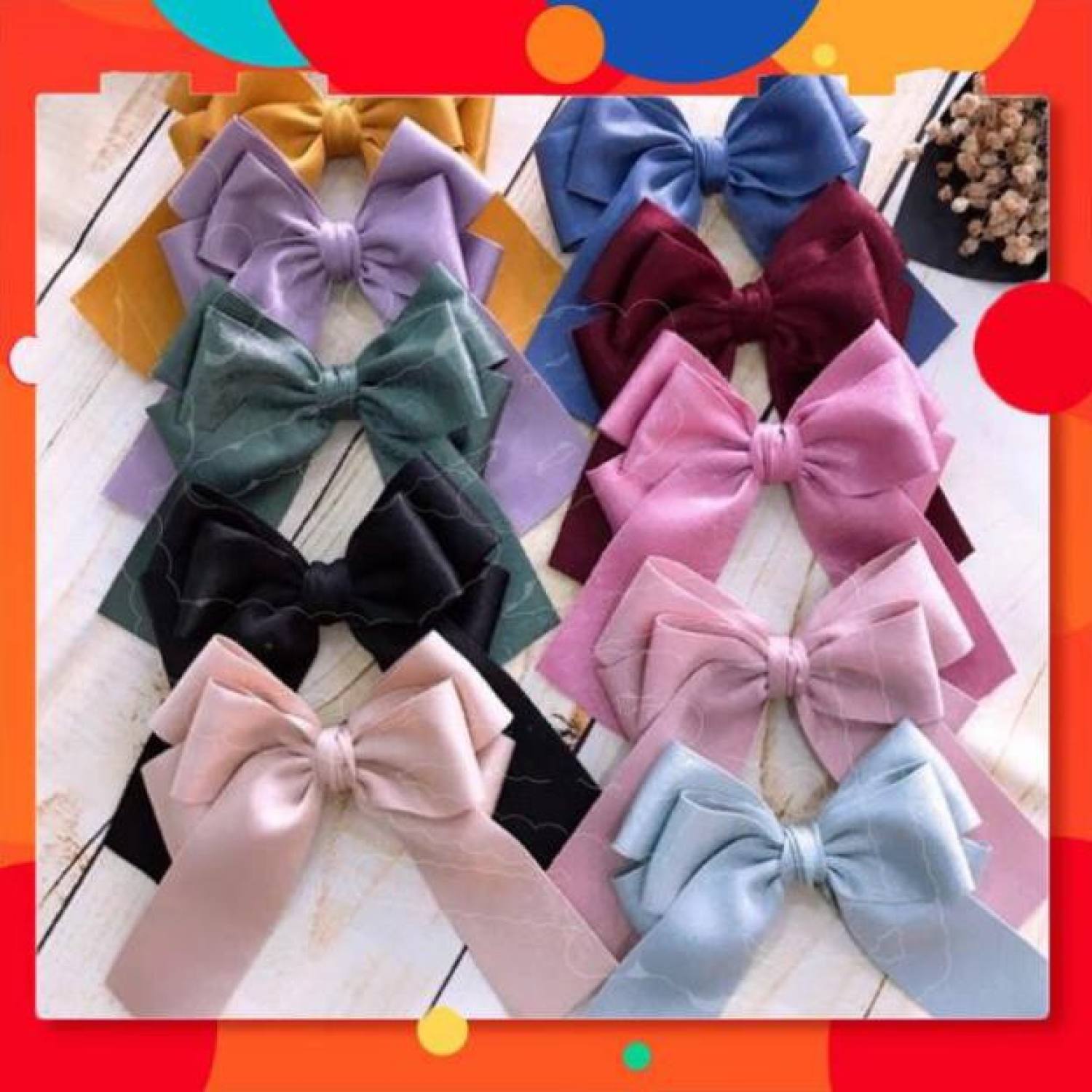 Kẹp Buộc Tóc Nơ Lụa Satin Cao Cấp Bản To