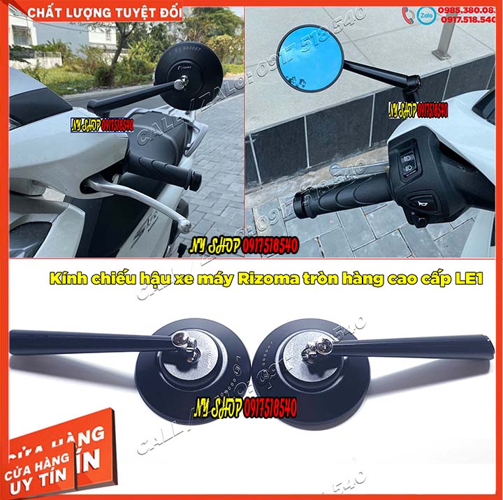 Gương chiếu hậu xe máy Rizoma tròn hàng cao cấp LE1 (GIÁ 1 CHIẾC / 1 CẶP ) - tặng lục giác