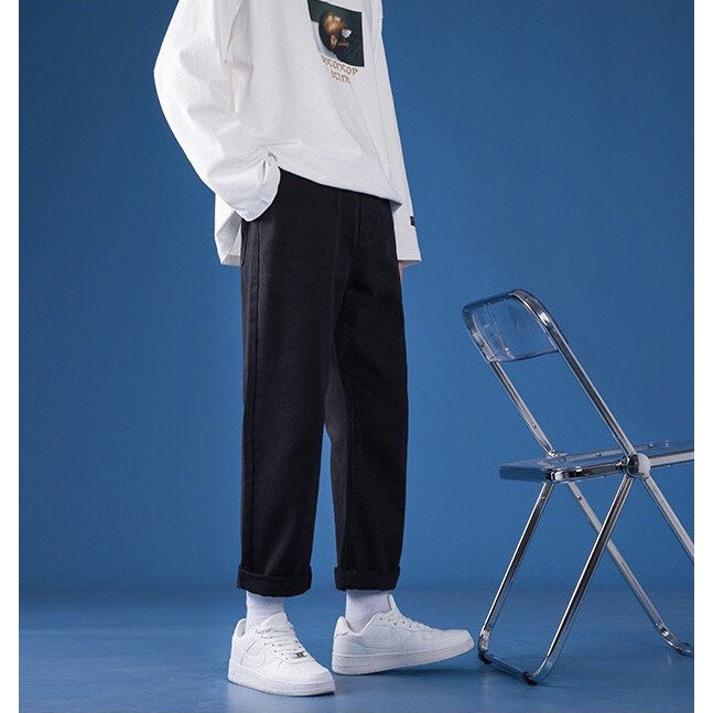 Quan Jean Nam Đen Baggy Ống Suông Rộng