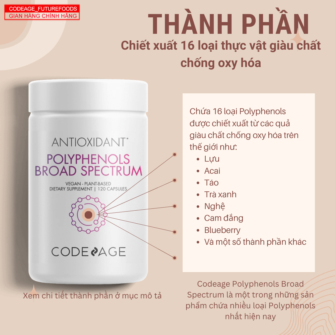 Combo Da Khỏe Săn Chắc, Chống Nắng Hiệu Quả Codeage Collagen Peptides + Codeage Polyphenols Broad Spectrum