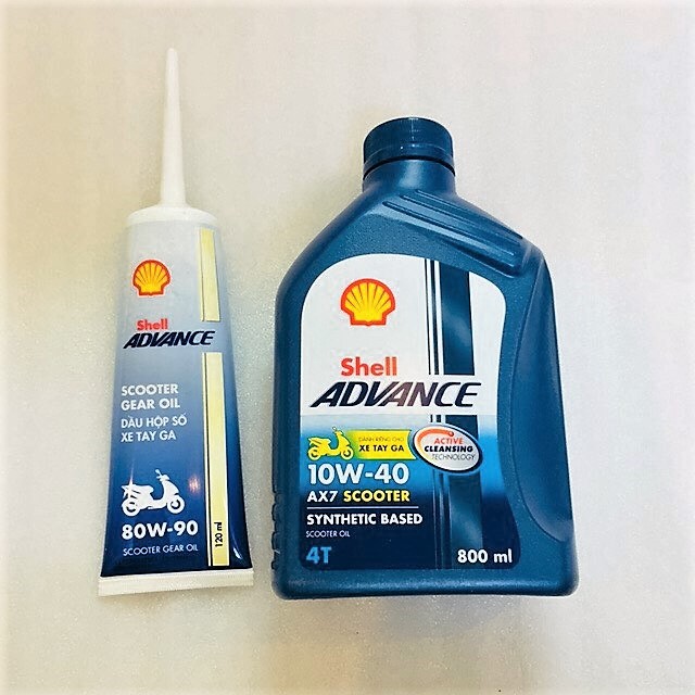 NHỚT SHELL GA ADVANCE AX7 10W-40 0,8L & Láp Shell