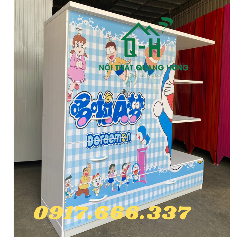 Tủ nhựa đài loan có kệ in 3d doraemon cho bé