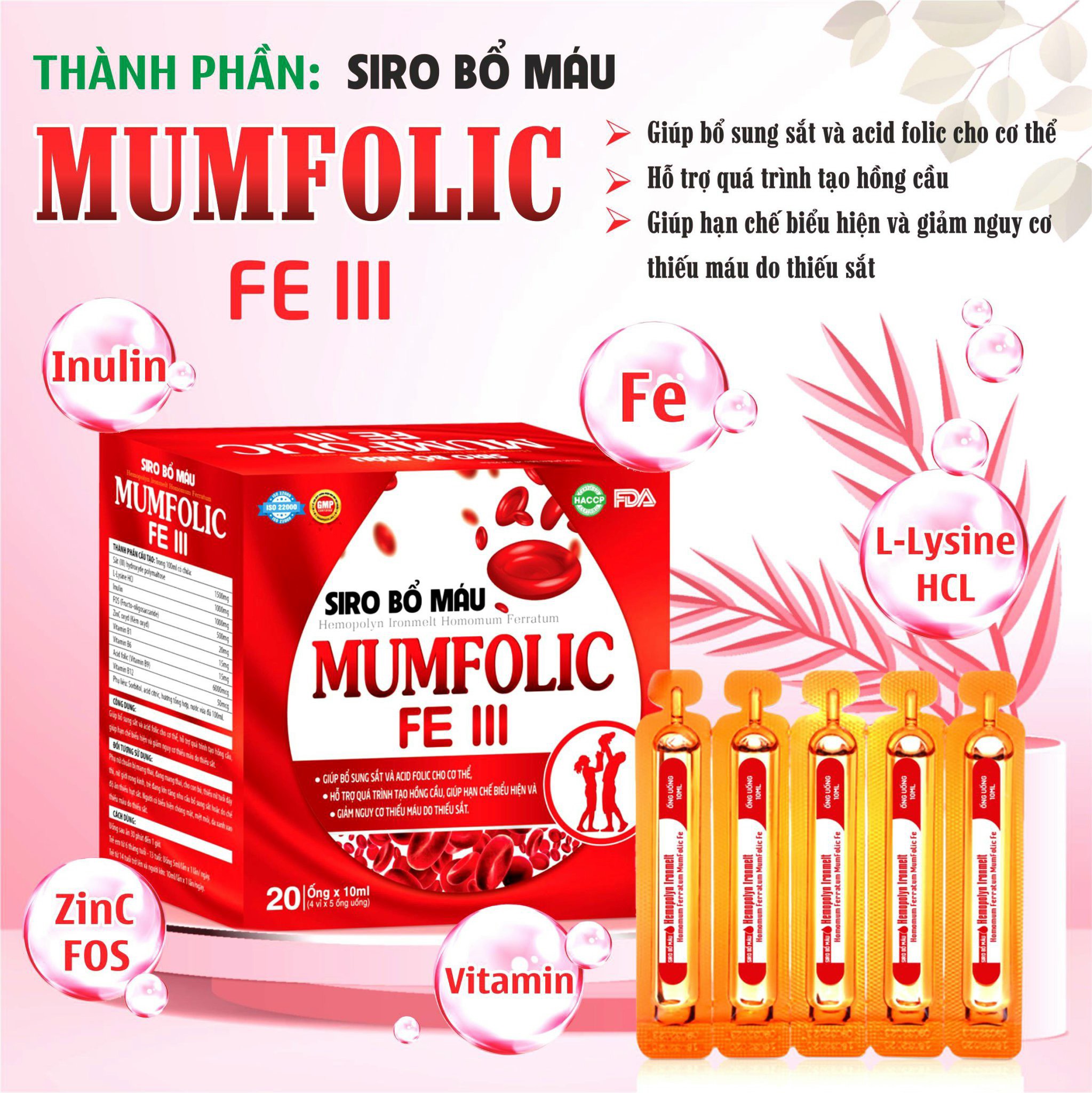 Siro bổ máu cho bé Mumfeolic FE III bổ sung sắt và acid folic