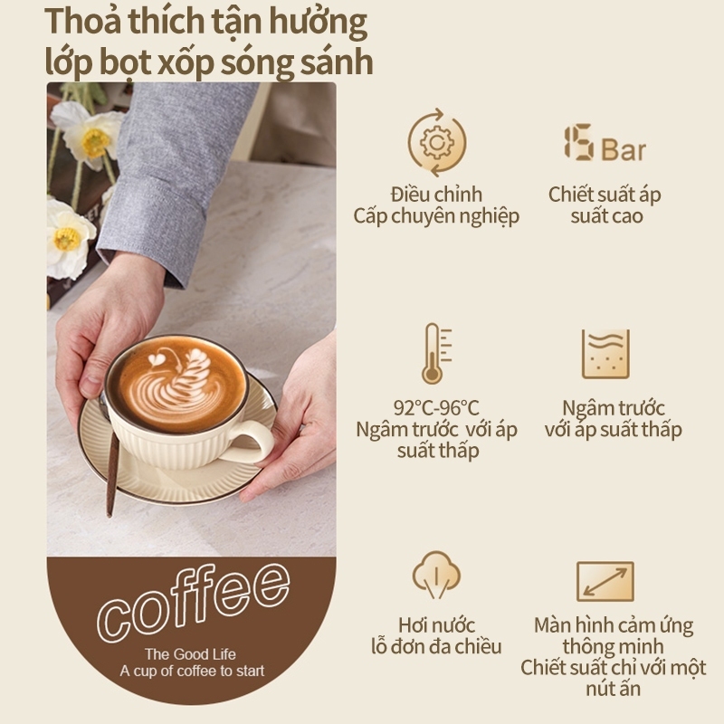 MÁY PHA CÀ PHÊ 20 BAR CAO CẤP, MÁY PHA CÀ PHÊ MINI GIA ĐÌNH, CÔNG SỞ TIỆN LỢI