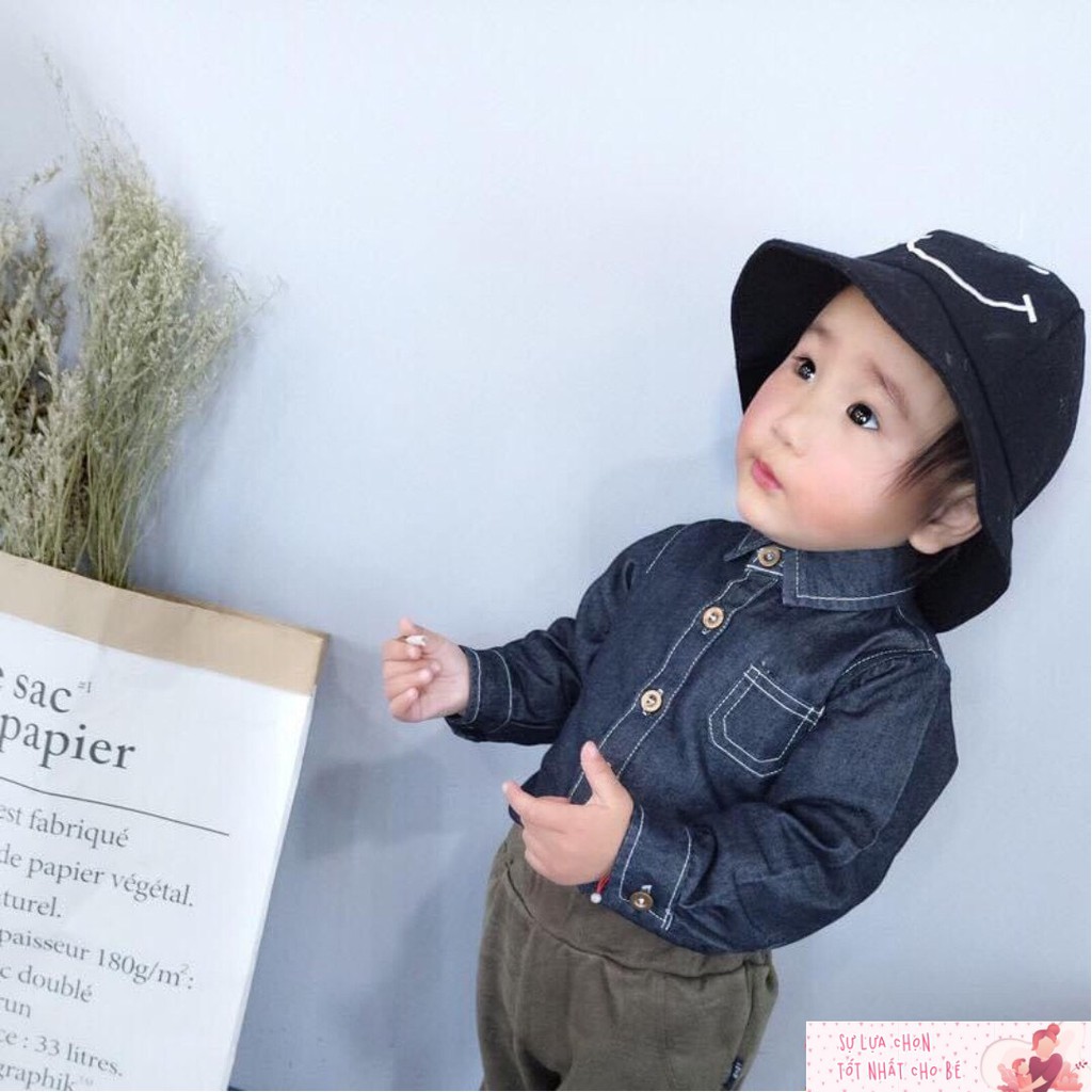 Áo somi jean bé trai cực xinh cho bé 23-38kg