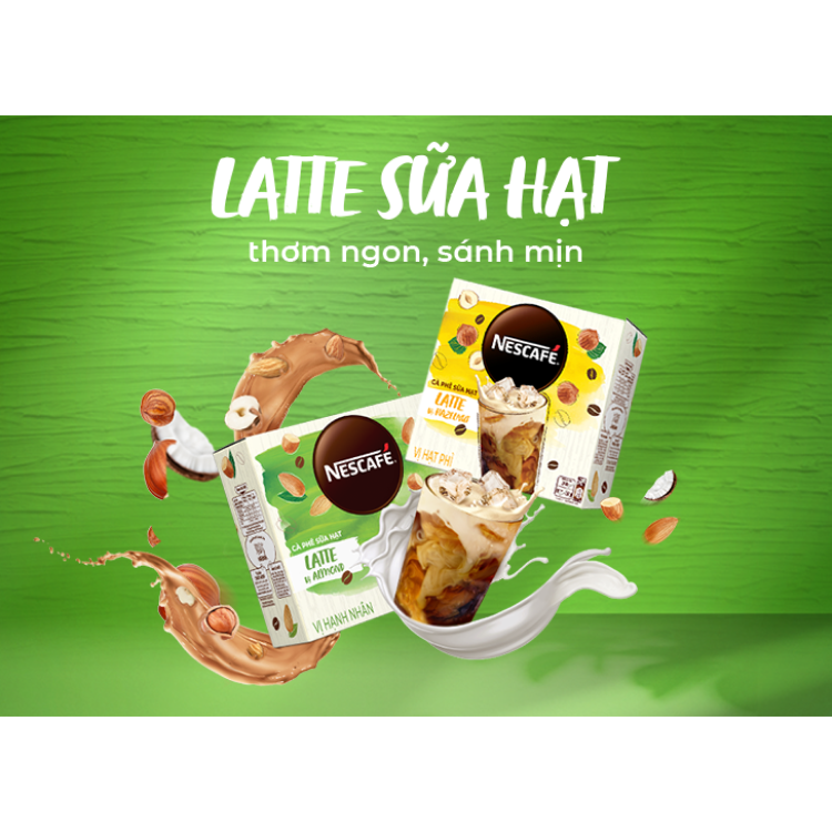 Combo 2 hộp cà phê hoà tan Nescafe latte sữa hạt (2 hộp x 20 gói x 24g)