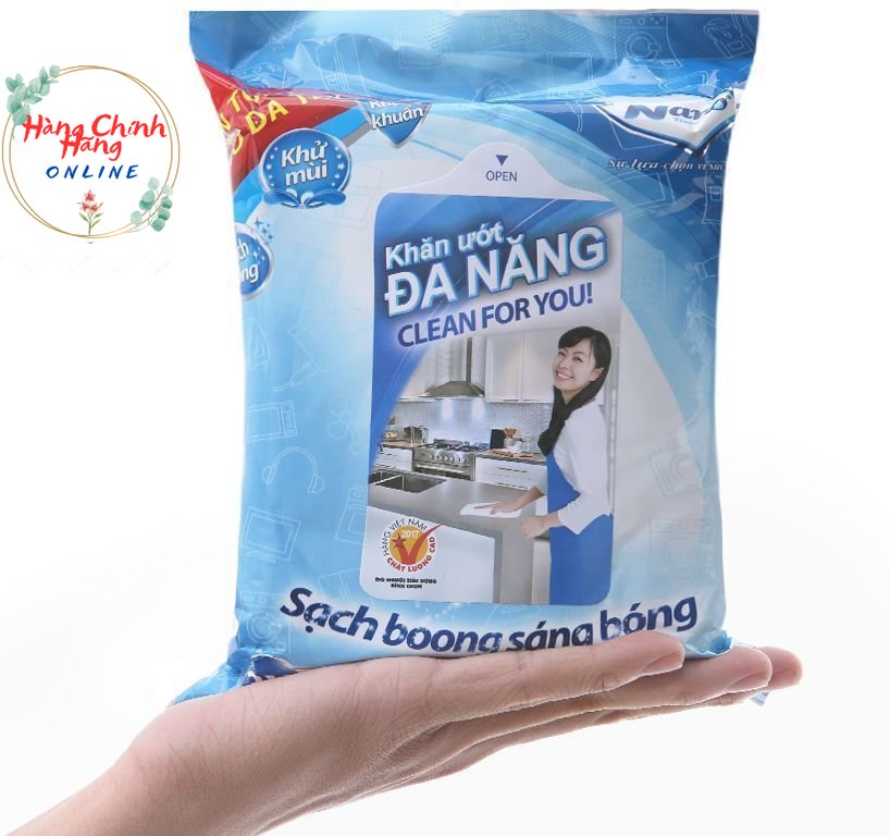 Khăn ướt lau đa năng Nano Hương tự nhiên túi 30 tờ- Sạch Boong Sạch Bóng- An toàn cho da