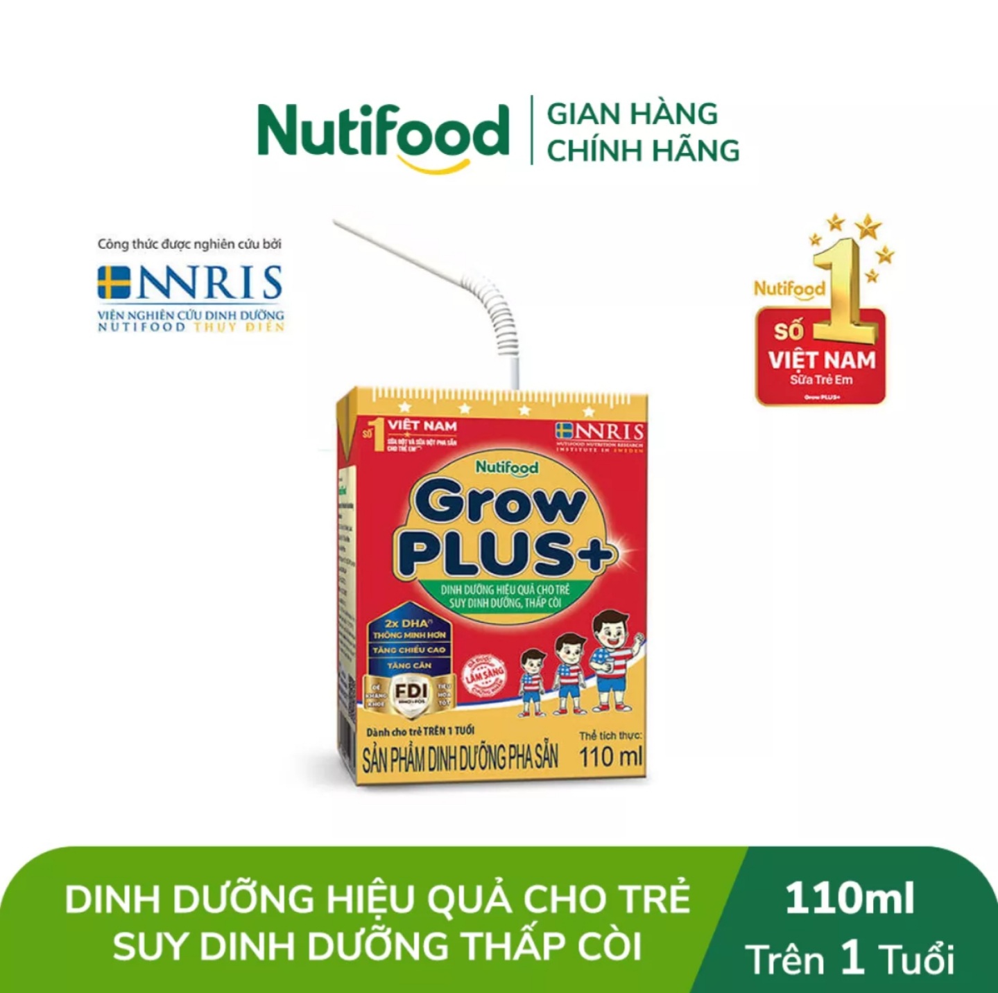 (Expiration Date May 2026) (New Model) Combo 2 Boxes of 96 Boxes of Nutifood Growplus+ Ready-To-Drink Milk for Malnourished Children 110ml Red.