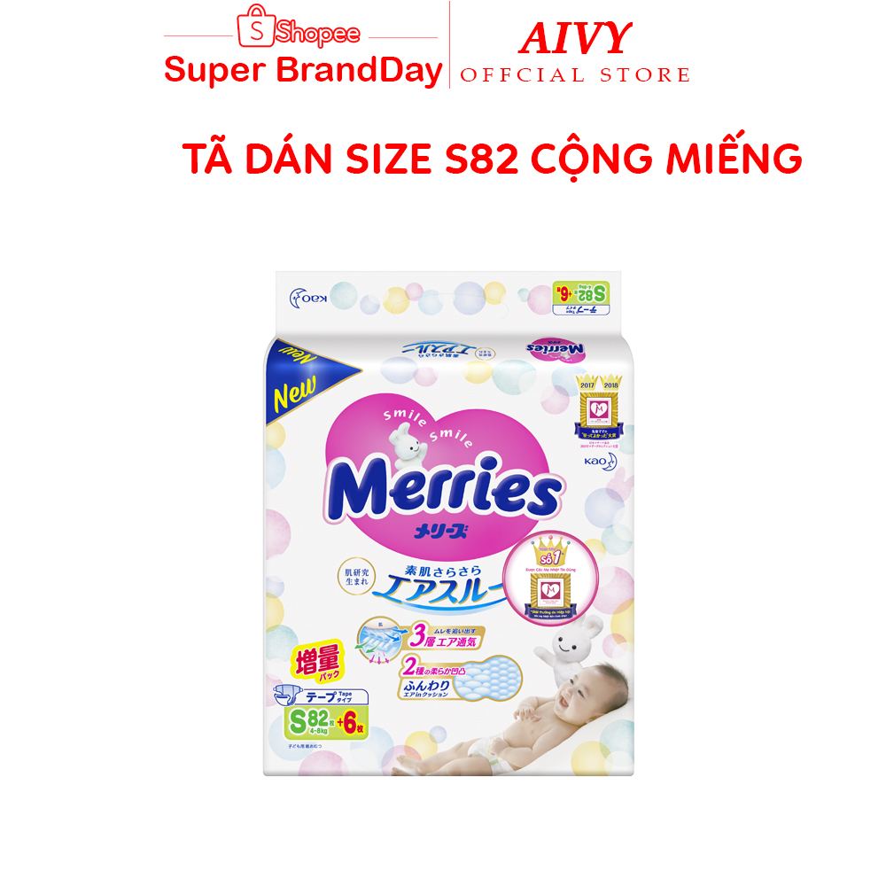 Bỉm Merries Cộng Miếng Đủ Size