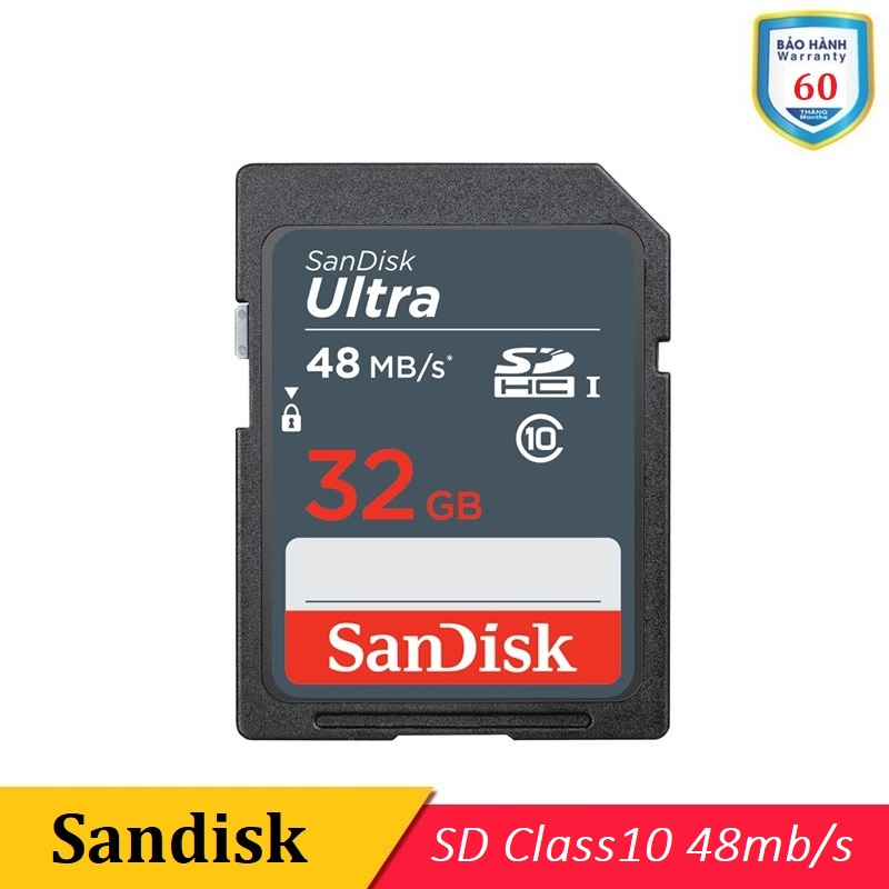 Thẻ nhớ SDHC SanDisk Ultra Class 10 48MB/s - 32GB ( BH 60 Tháng )