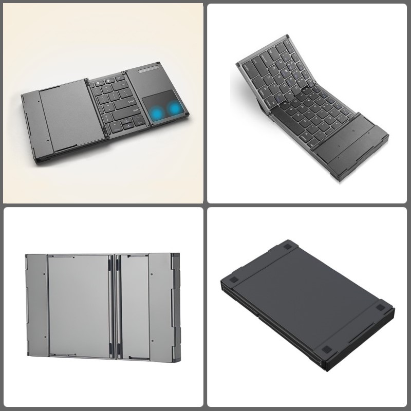 Bàn phím Gấp gọn không dây Bluetooth B66T - Tích hợp Chuột Touchpad - pin sạc - có hàng phím F1-F12 - Siêu nhẹ