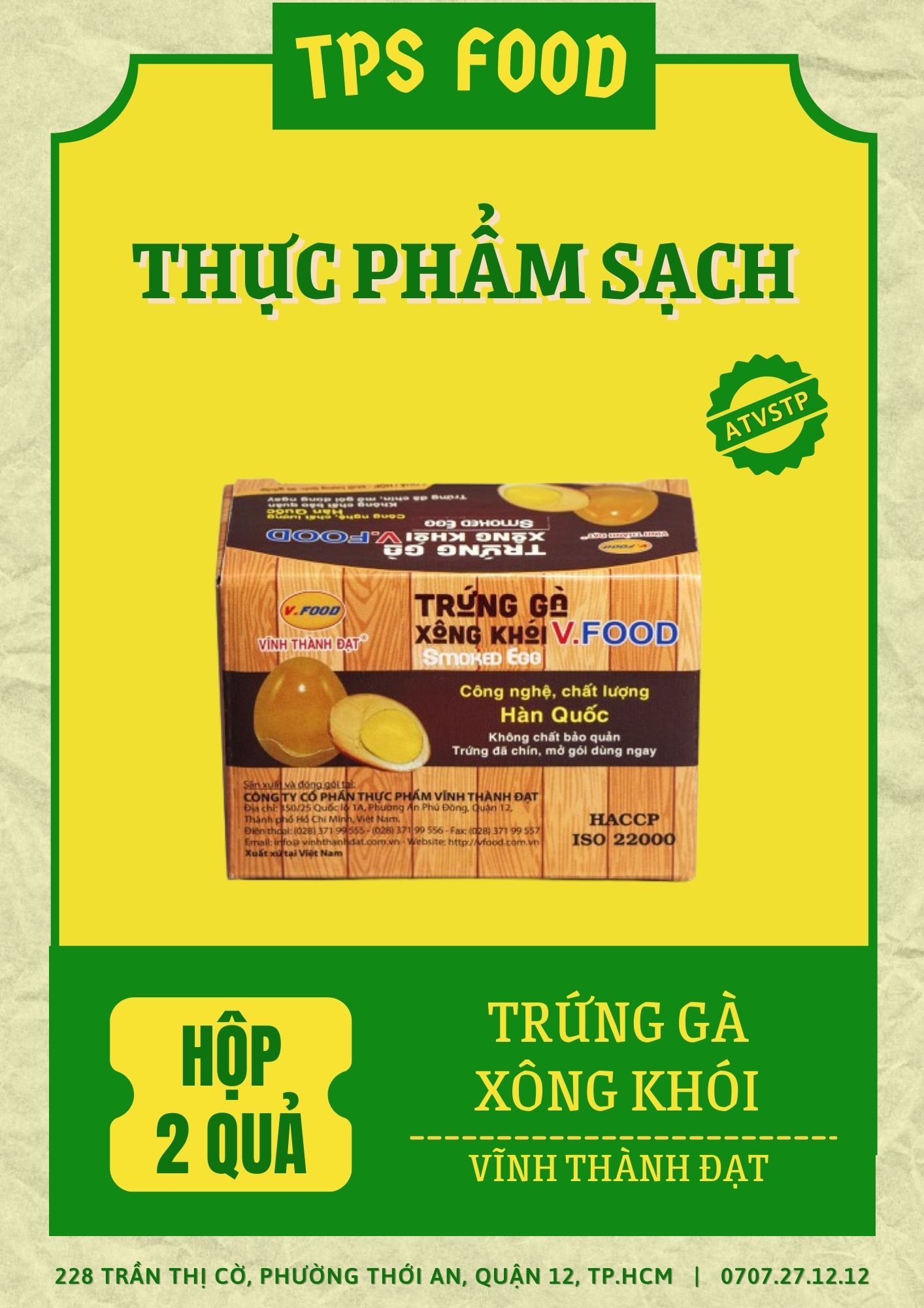 [GIÁ CỰC TỐT] Trứng gà xông khói ăn liền - Vĩnh Thành Đạt (2 Quả/Hộp)