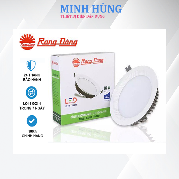 Đèn âm trần downlight mắt trâu 16w/155 Rạng Đông vỏ nhôm đúc cao cấp