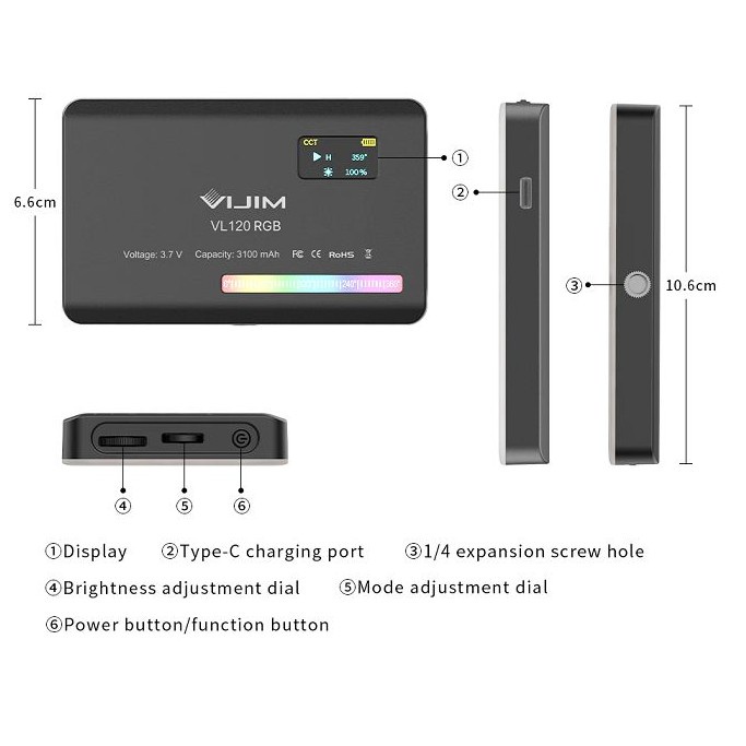 Đèn video light Vijim Ulanzi VL120 RGB