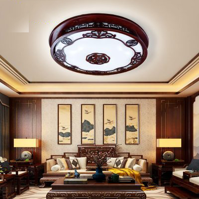 Đèn ốp trần gỗ phòng thờ hình tròn mới