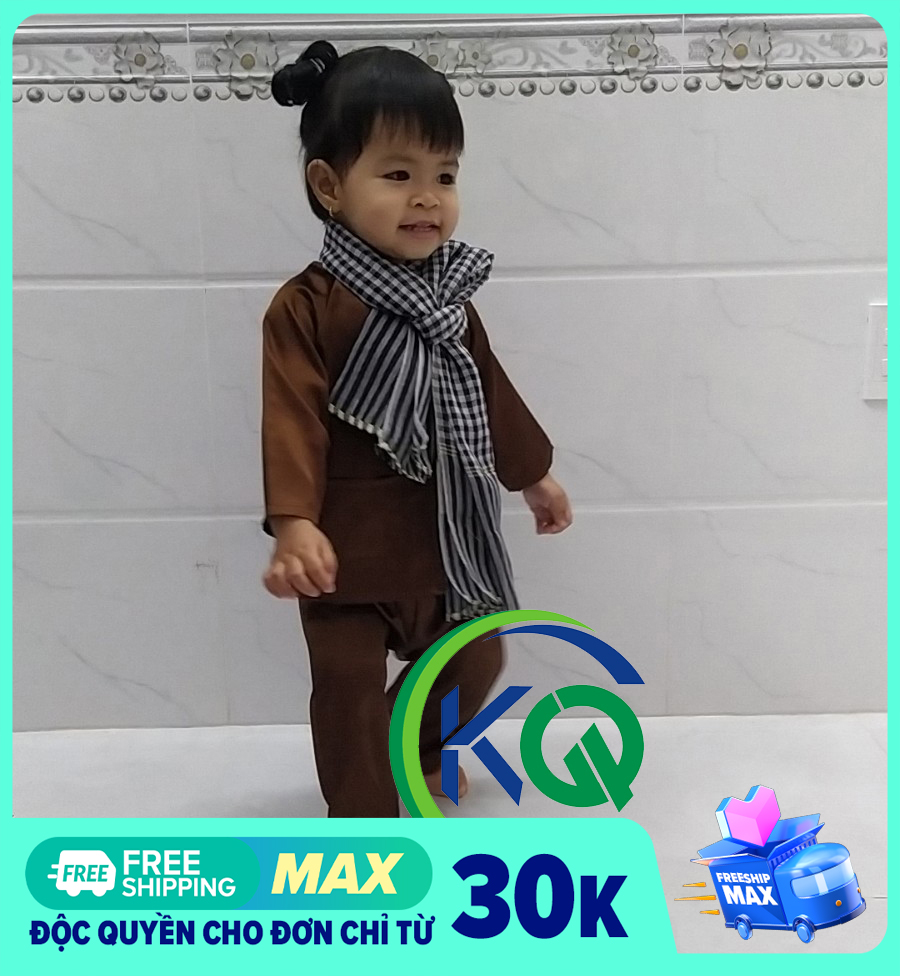 SET BỘ BÀ BA VÀ KHĂN RẰN NAM BỘ CHO BÉ - VẢI PHI BÓNG