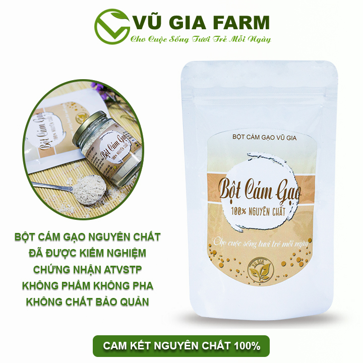 Bột Cám Gạo Nguyên Chất Vũ Gia (100g/túi) - Đắp mặt nạ dưỡng da hiệu quả - Đã được kiểm nghiệm y tế