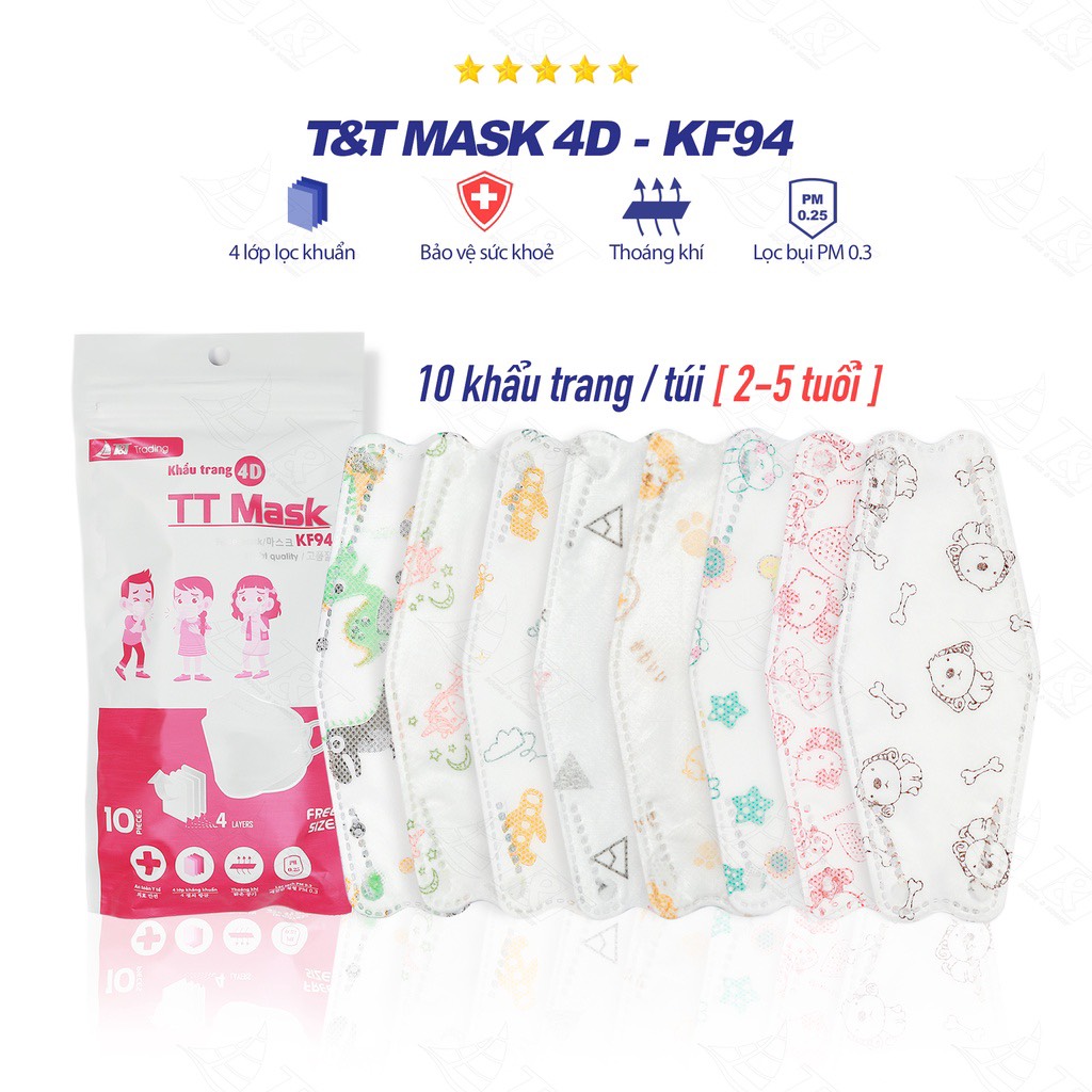 KHẨU TRANG 4D TRẺ EM TT MASK ( HỘP 10 CHIẾC)