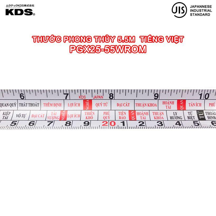 Thước phong thủy tiếng Việt KDS PGX25-55WROM