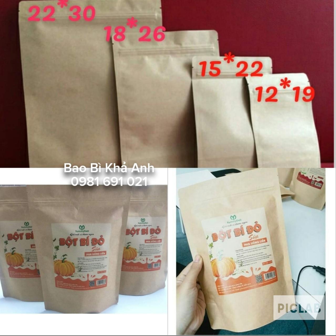 Túi Zip Giấy Kraft  2 mặt giấy đáy đứng  ( Đựng các loại hạt khô)