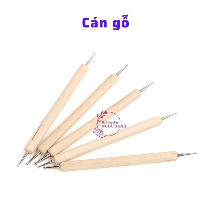 Bộ 5 cây chấm bi nhiều size - Bút chấm bi đầu tròn vẽ nail 2 đầu chuyên dụng - Cọ chấm đá làm nail - C001