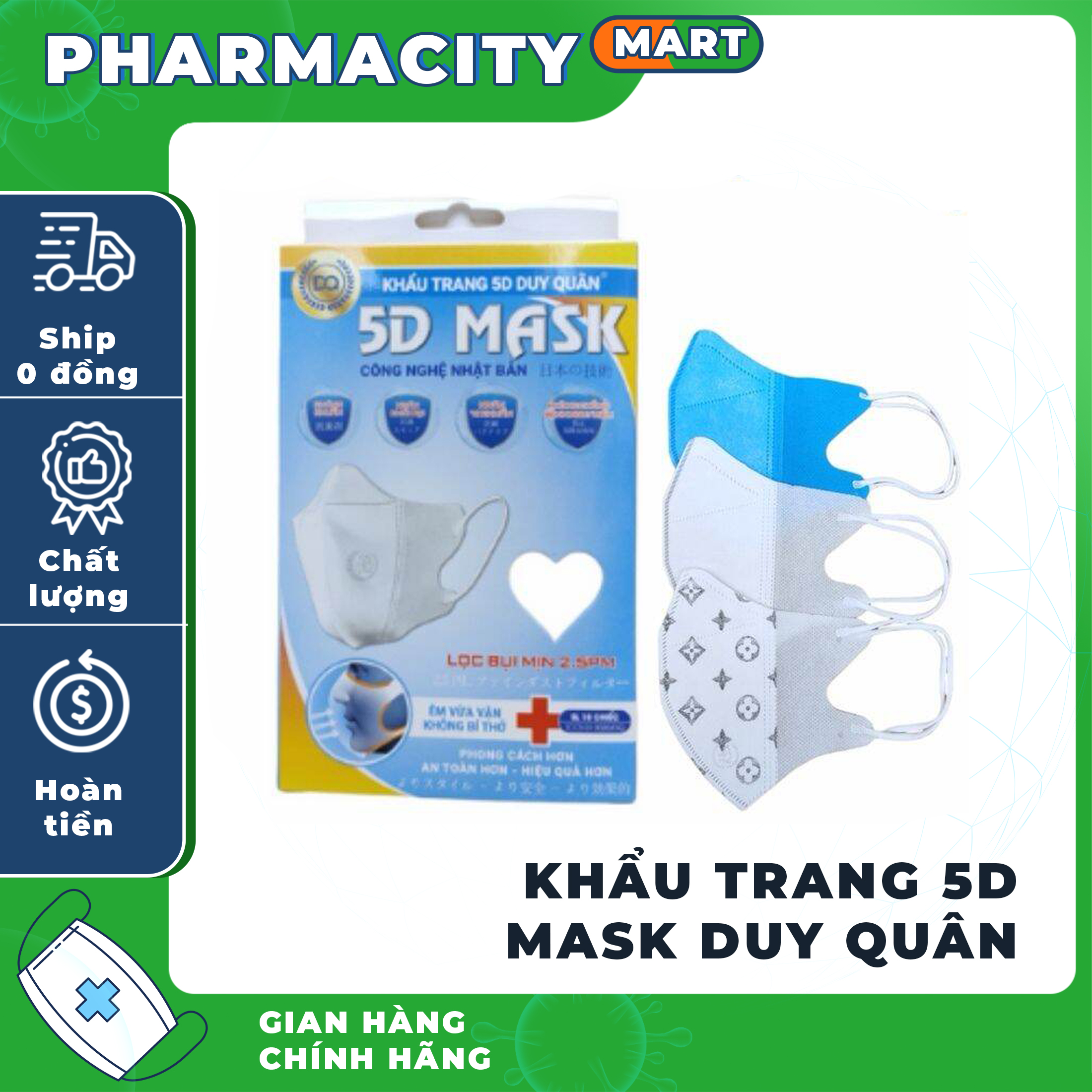 Khẩu trang 5D MASK DUY QUÂN ( hộp 10 chiếc )