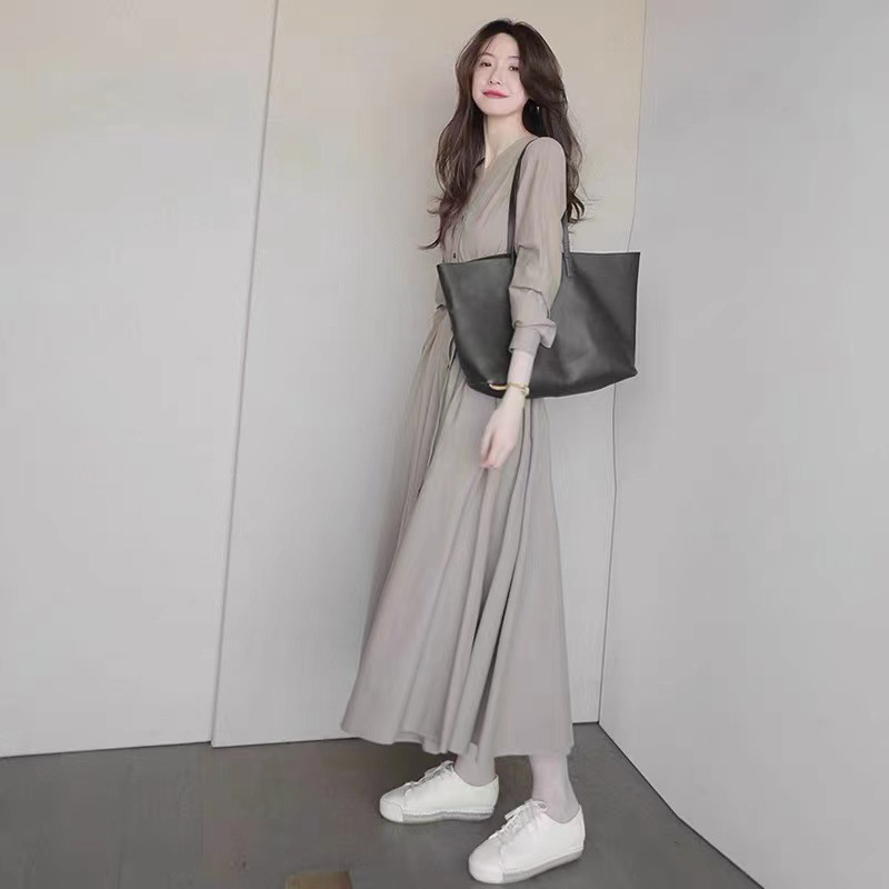 Trang phục mùa thu cao cấp kiểu pháp váy dài khí chất tiên nữ trang phục đầu mùa thu mẫu mới năm