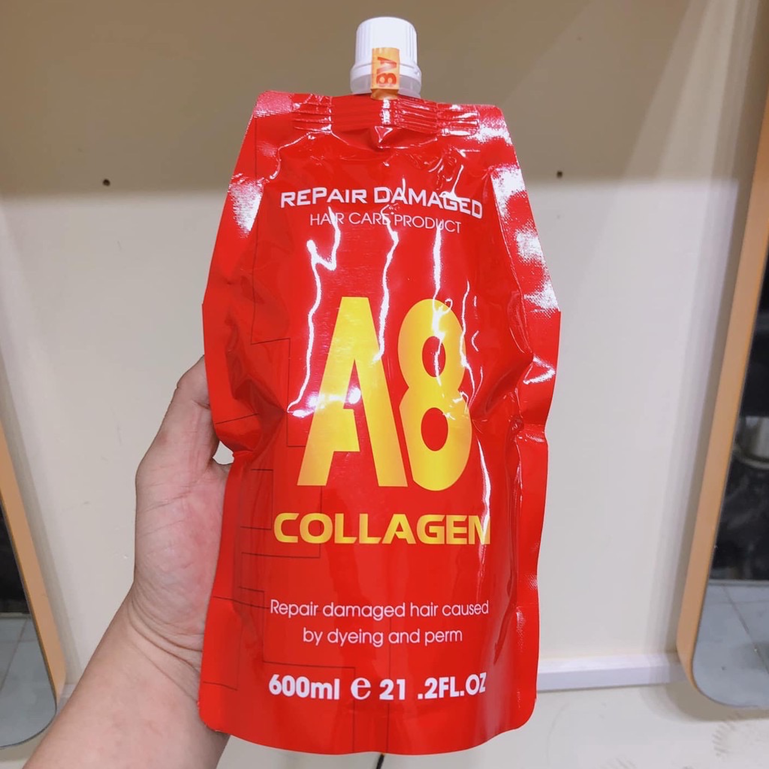 Kem phục hồi tóc siêu mềm mượt collagen a8 repair damaged 600ml