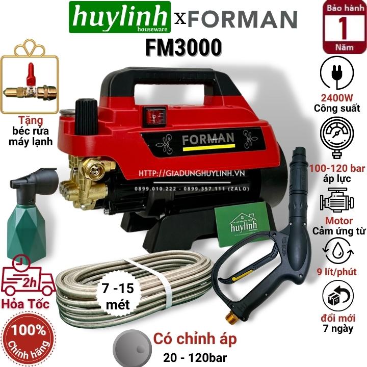 Máy xịt rửa xe chỉnh áp forman fm3000 - 2400w - tặng béc rửa máy lạnh - điều hoà