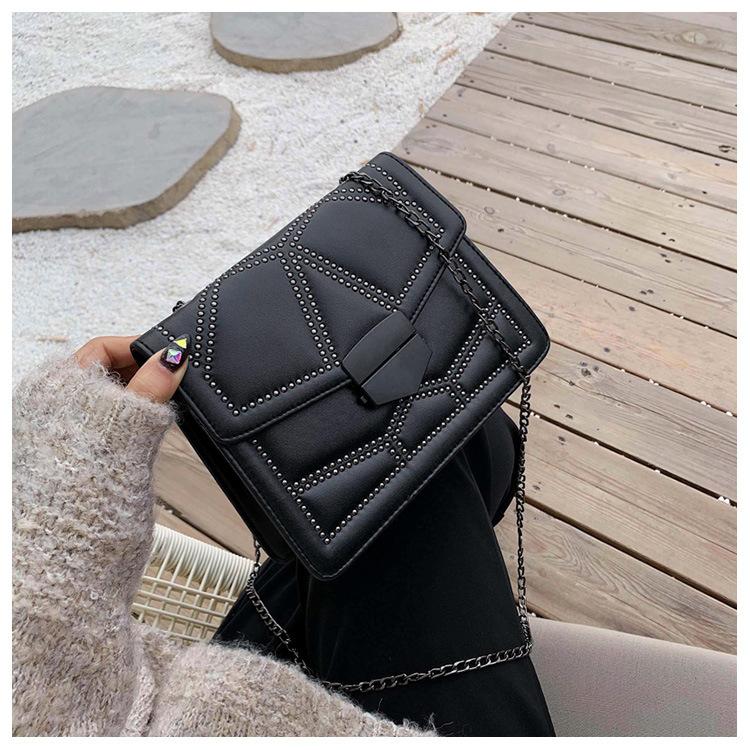 Luxurious Leather Handbag with Stones in Korean Style