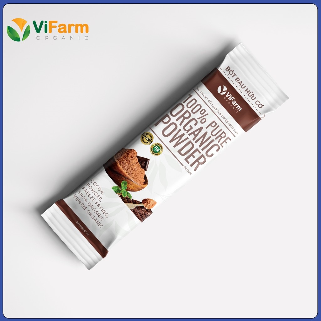 Combo 5 Gói 3G dùng thử Bột cacao nguyên chất ViFarm Organic không đường cacao 100% hỗ trợ giảm cân no lâu giảm béo giảm mỡ thừa nguyên liệu làm bánh ăn kiêng keto das eat clean thực dưỡng địa trung hải socola đen low carb das