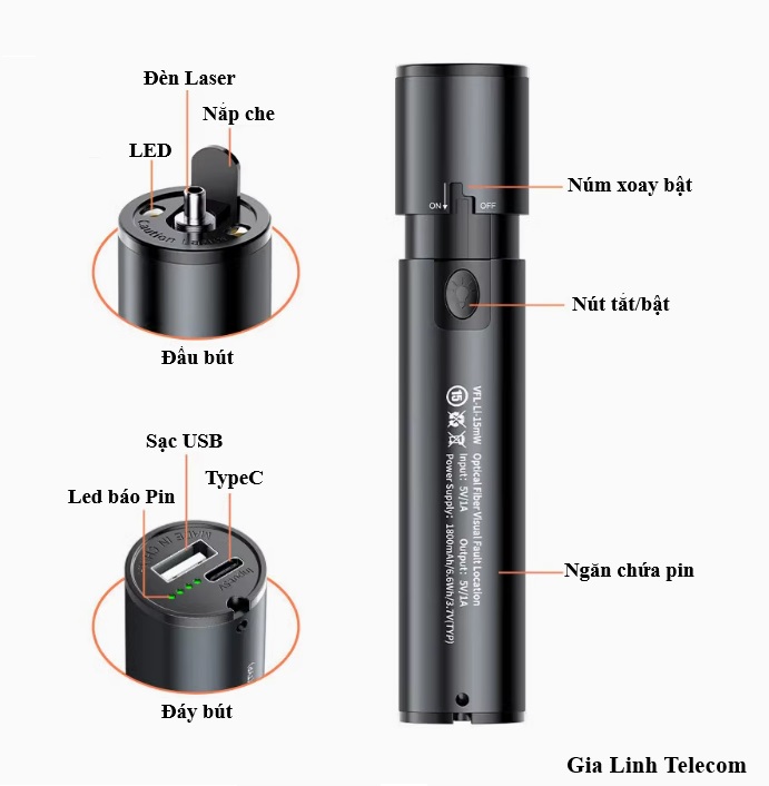 Bút soi quang pin sạc Deeplight 15KM 2200mAh