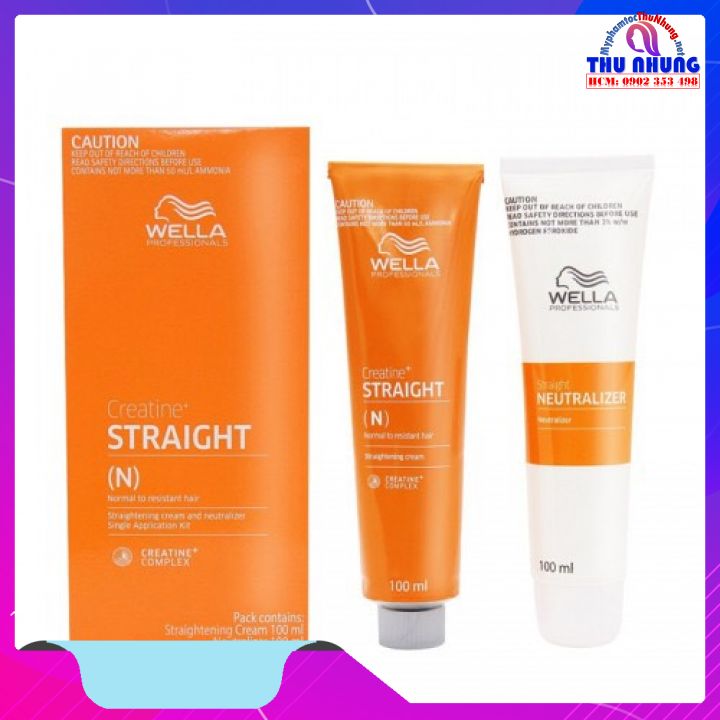 (Tặng mũ trùm) BỘ THUỐC DUỖI TÓC WELLA CREATINE STRAIGHT 100ML*2