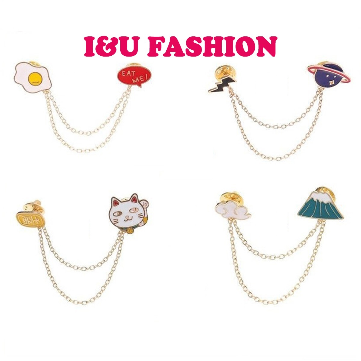 Trâm Cài Áo , Ghim Cài Túi Xách, Balo, Khăn Quàng Dễ Thương Cute Hoạt Hình Sticker Hình Mèo Thần Tài , Trứng Rán , Mây Núi , Hành Tinh GA-01