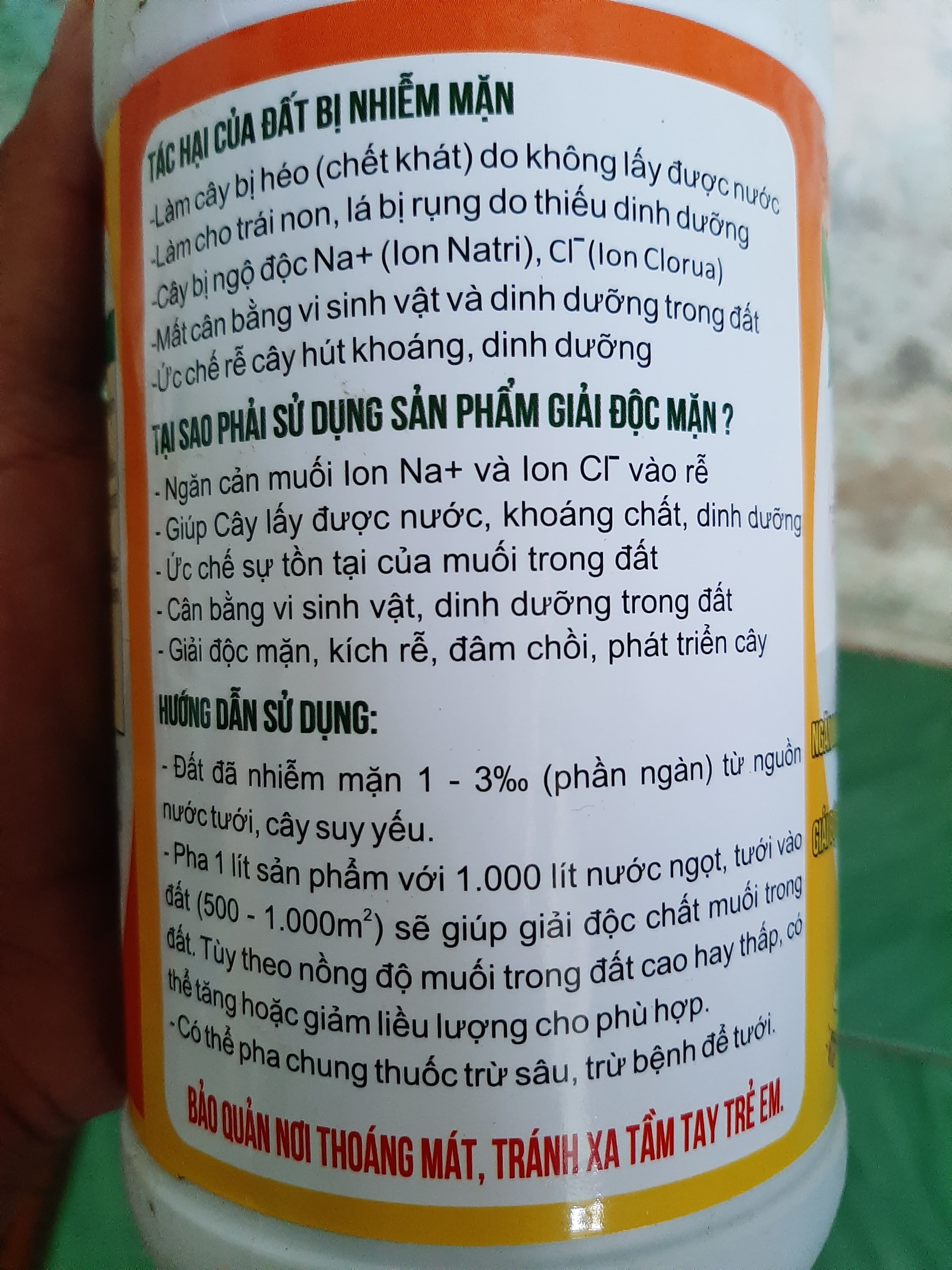 Chế phẩm giải độc mặn cho cây