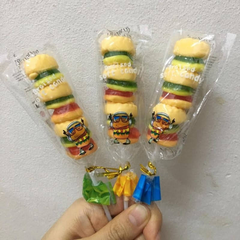 [ Sale ] Combo 30 cây kẹo dẻo Trái cây ( humberger ) xiên que