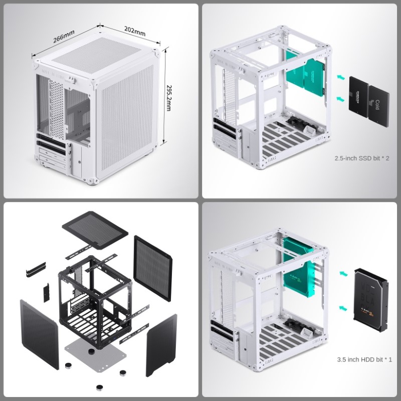Vỏ Case máy tính Thùng máy tính mini Jonsbo C6 White