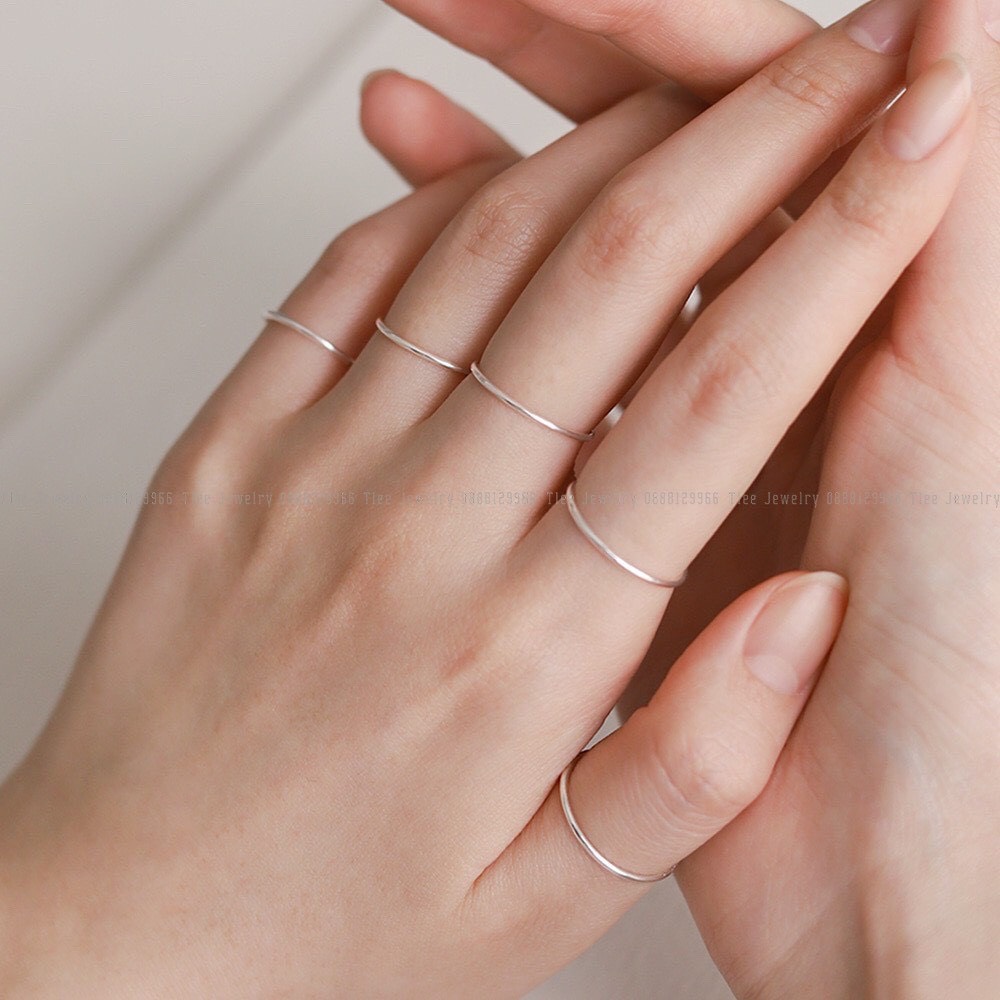 Nhẫn bạc Tlee, nhẫn tròn trơn basic cá tinh, đơn giản - TleeJewelry NN030
