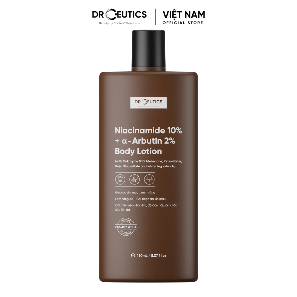 DrCeutics Sữa Dưỡng Thể NIACINAMIDE 10% + α- ARBUTIN 2% BODY LOTION Giúp da cơ thể ẩm mượt, mịn màng