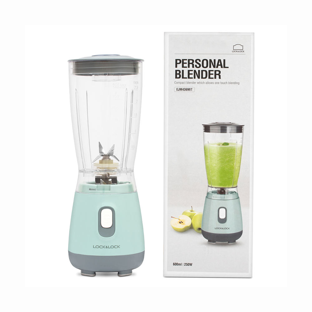 Máy xay sinh tố mini Lock&Lock EJM436 - MàuTrắng/Mint - 600ml 250W - Lưỡi dao inox 4 cánh, nhỏ gọn - Hàng chính hãng - Bảo hành 2 năm